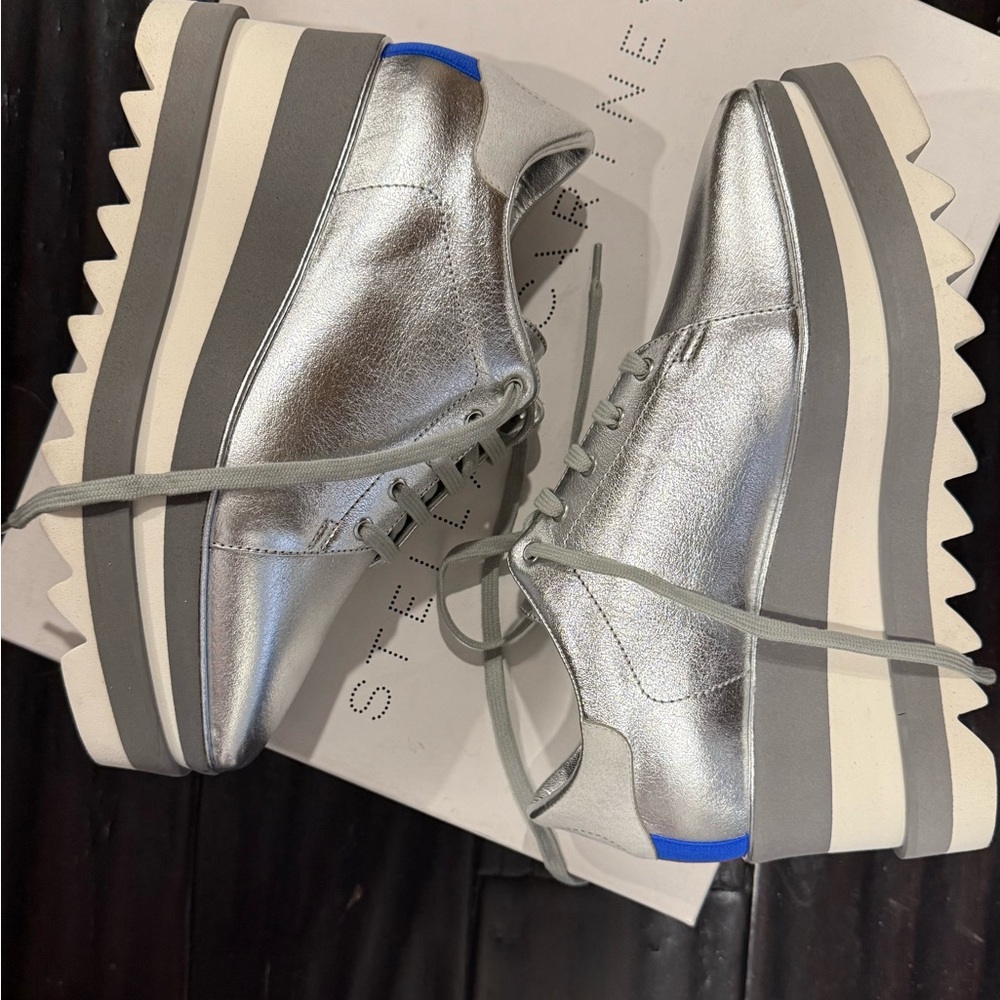 Stella Mccartney Elyse Silver Platform Sneakers - image 2